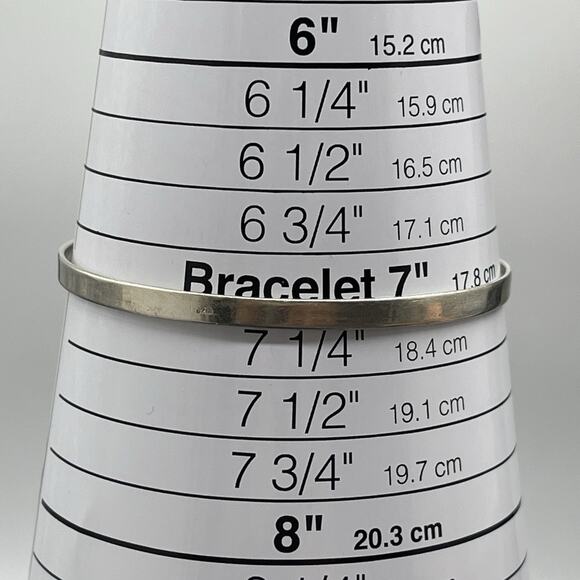 Sterling Silver 925 Hook & Eye 4mm Bracelet Bangle 7" - 9.3g Simple Minimalist - Picture 4 of 6